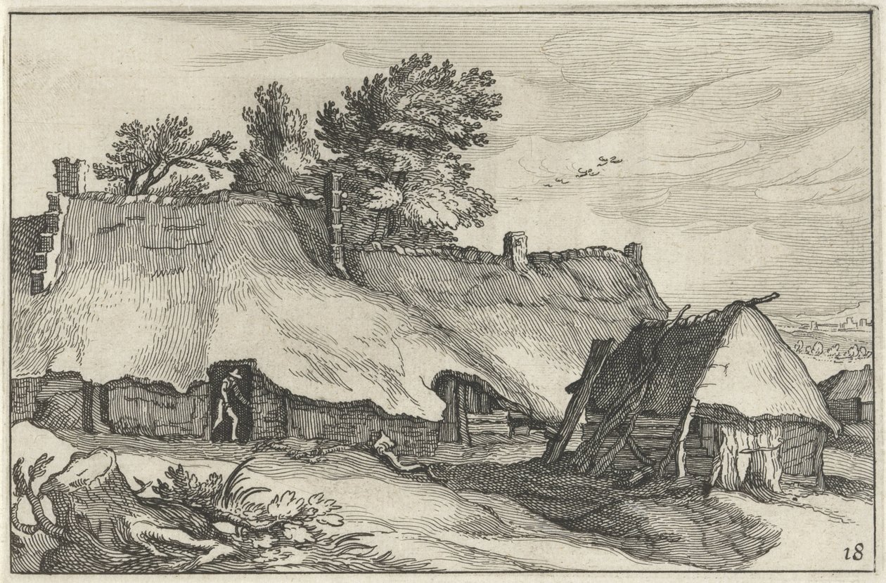 Granja y pequeño granero Paisajes con fincas (título de la serie) de Claes Jansz. Visscher (II)