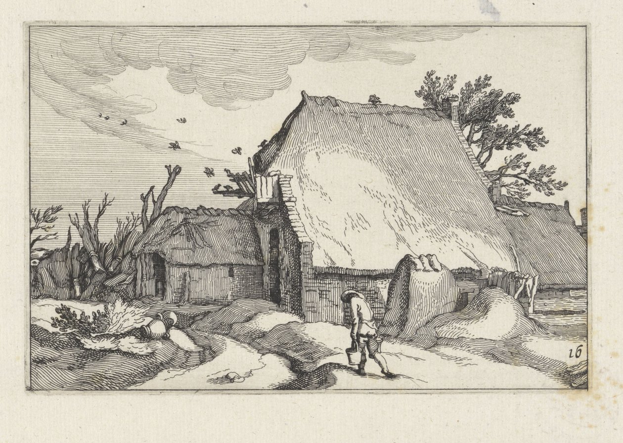 Granja y hombre con dos cubos
Paisajes con granjas (título de la serie) de Claes Jansz. Visscher (II)