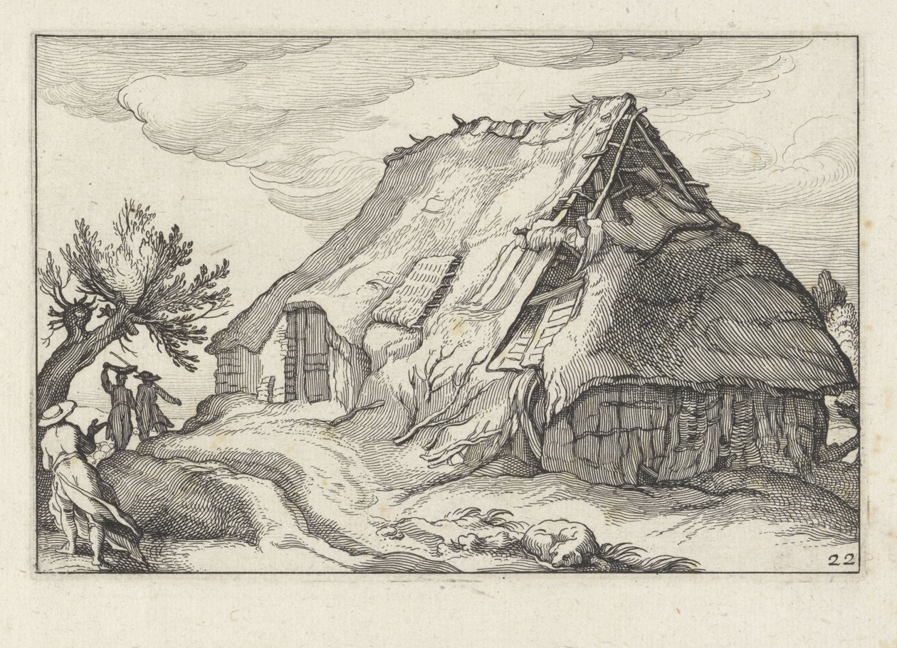 Casa de campo con tejado de paja derrumbado
Paisajes con granjas (título de la serie) de Claes Jansz. Visscher (II)