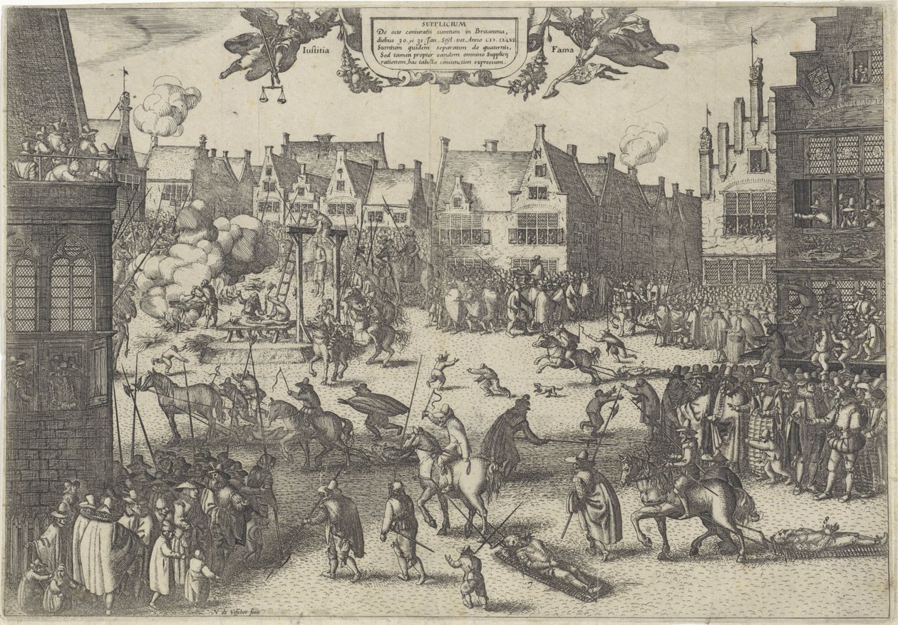 Ejecución de los conspiradores de la traición de la pólvora, 1606
Supplicium de octo coniuratis sumtum in Britannia (título en el objeto) de Claes Jansz. Visscher (II)