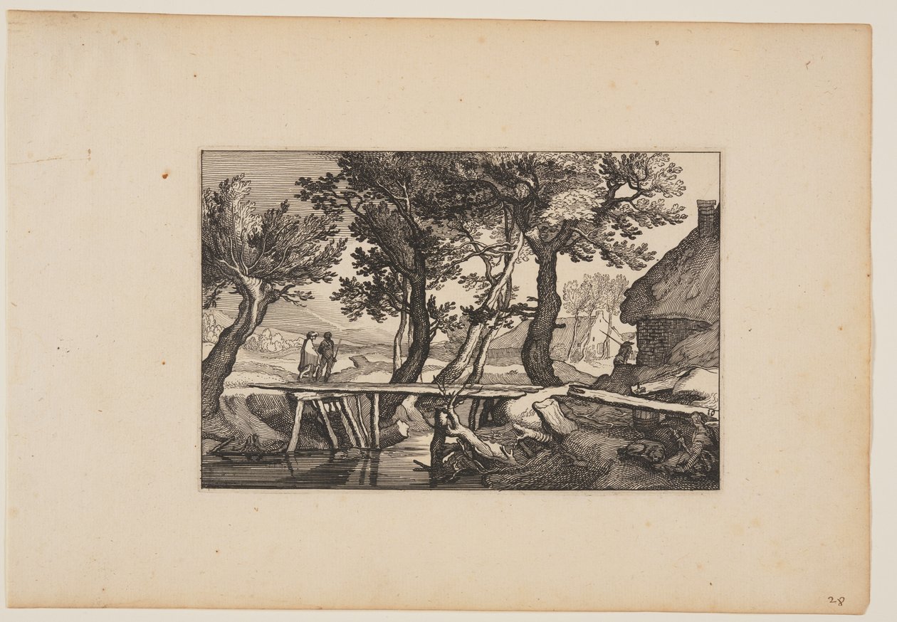 Un puente de madera, de Paisajes de Claes Jansz. Visscher