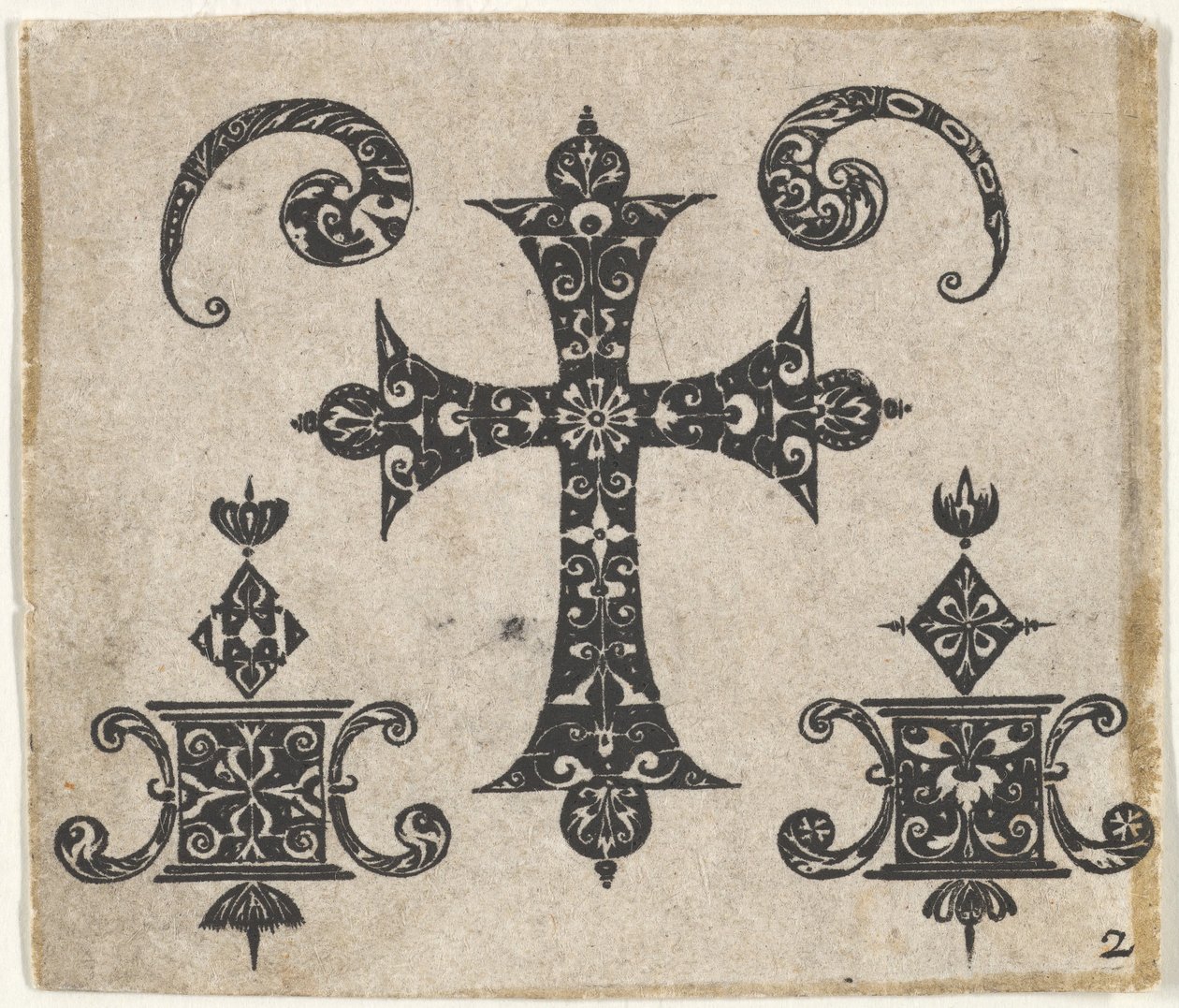 Impresión en Blackwork con una Cruz Latina y Pequeños Motivos, ca. 1620 de Claes Jansz Visscher