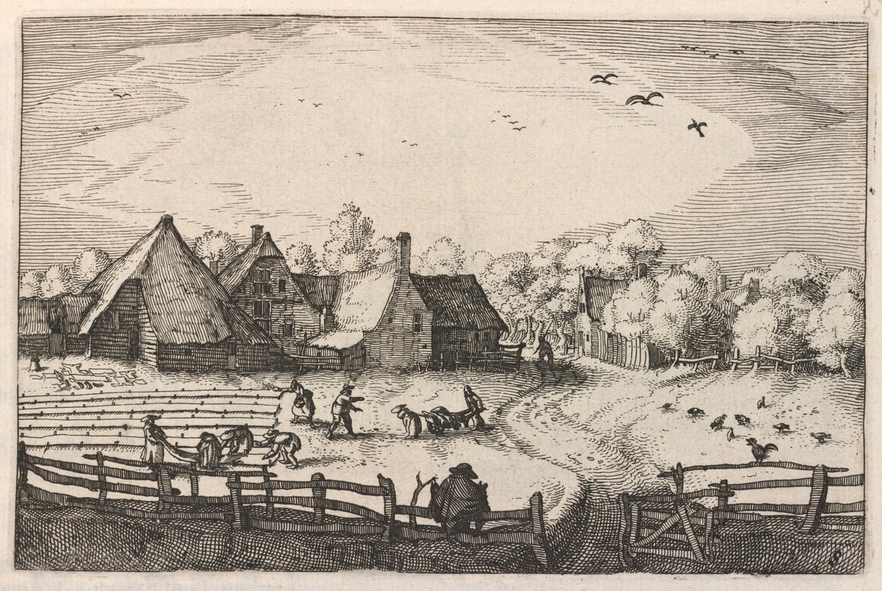 Blekerye aededuyne gelegen (Granjas y campos de blanqueo) de Claes Jansz Visscher