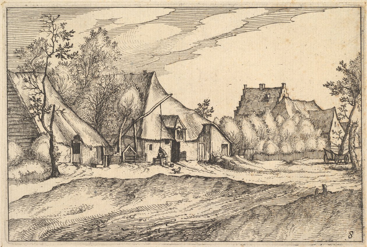 Granjas en un Pueblo de Regiunculae et Villae Aliquot Ducatus Brabantiae de Claes Jansz Visscher