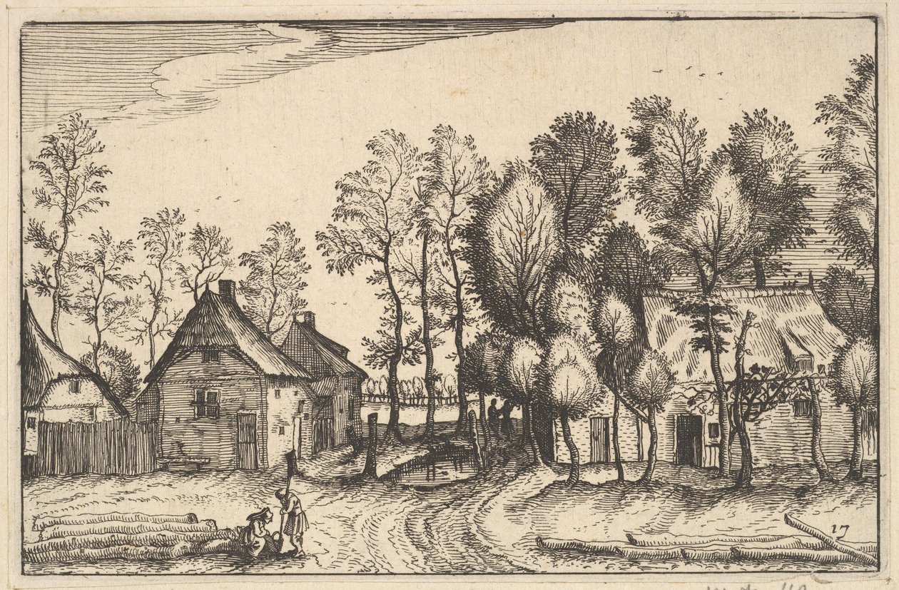Paisaje con árboles talados, lámina 17 de Regiunculae et Villae Aliquot Ducatus Brabantiae, ca. 1610 de Claes Jansz Visscher