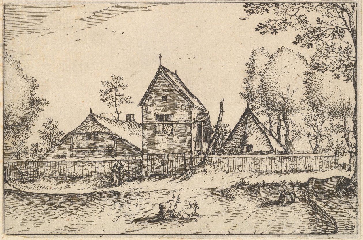 Gran granja amurallada, lámina 23 de Regiunculae et Villae Aliquot Ducatus Brabantiae, ca. 1610 de Claes Jansz Visscher