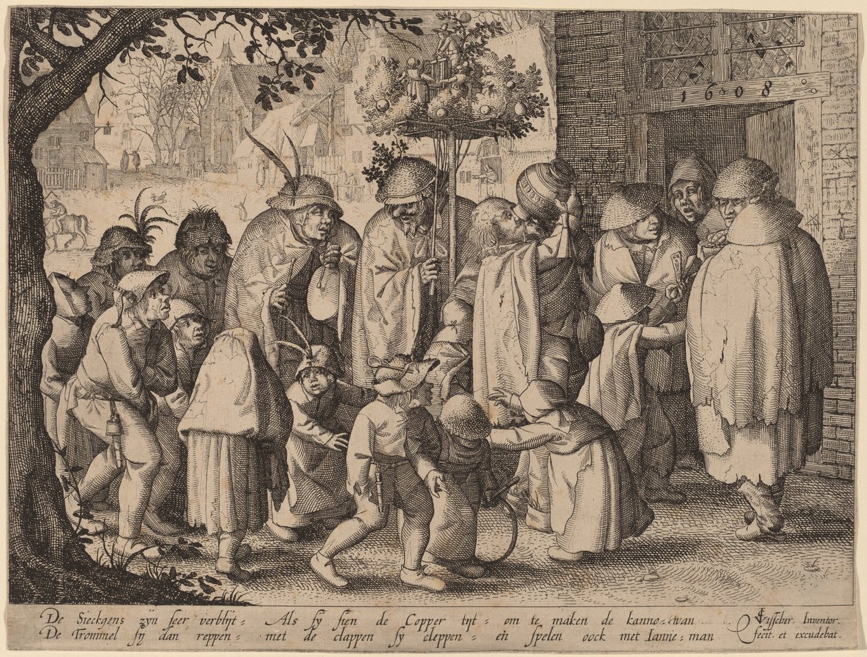Procesión de leprosos festivos de Claes Jansz Visscher