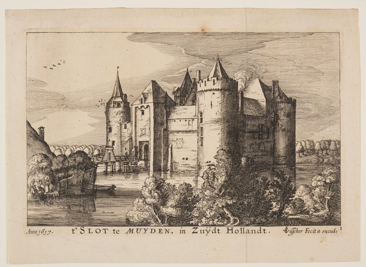 El castillo de Muiden (al revés), de Cuatro castillos en Holanda y Utrecht de Claes Jansz. Visscher