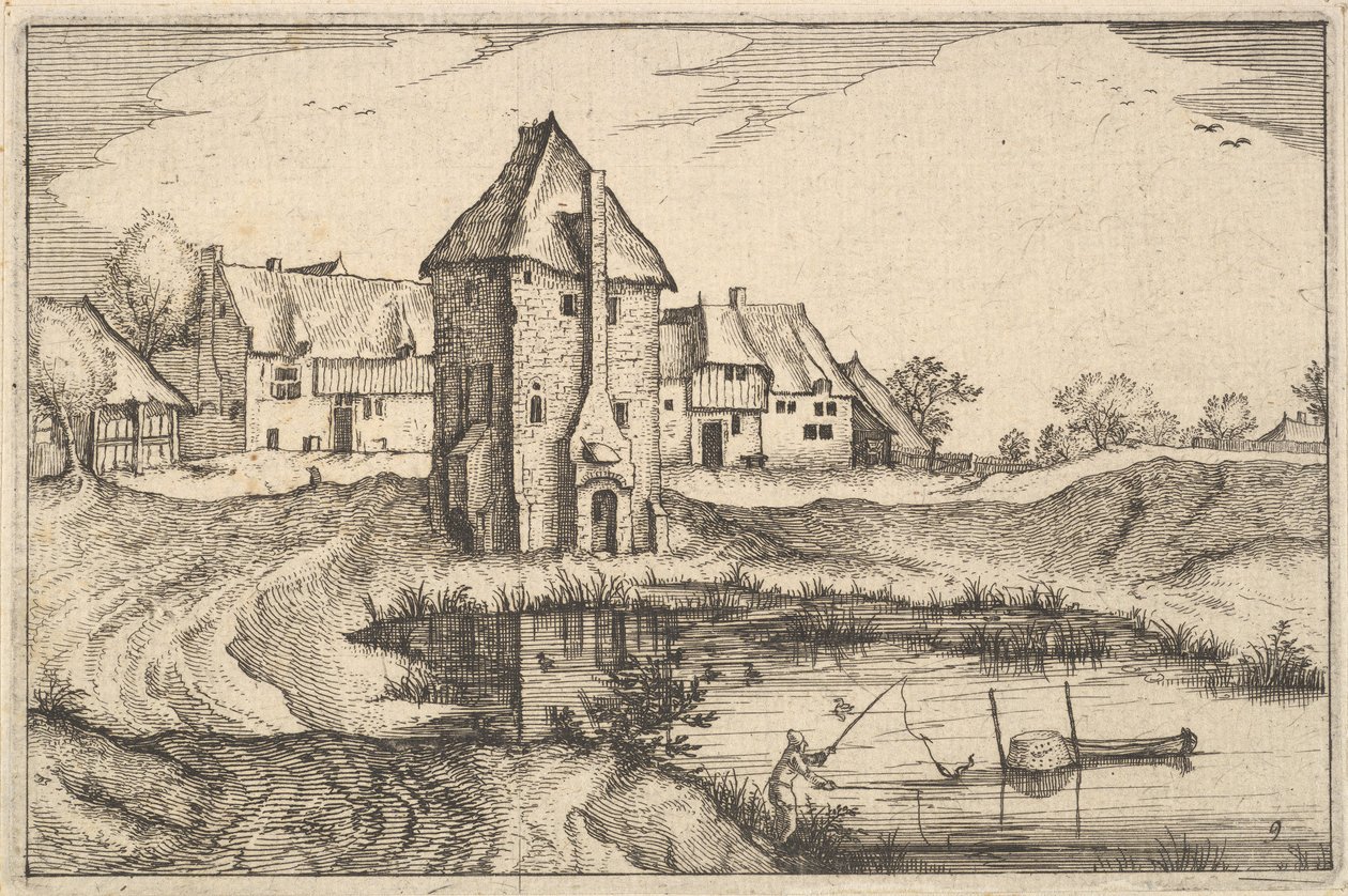 El estanque, placa 9 de Regiunculae et Villae Aliquot Ducatus Brabantiae de Claes Jansz Visscher