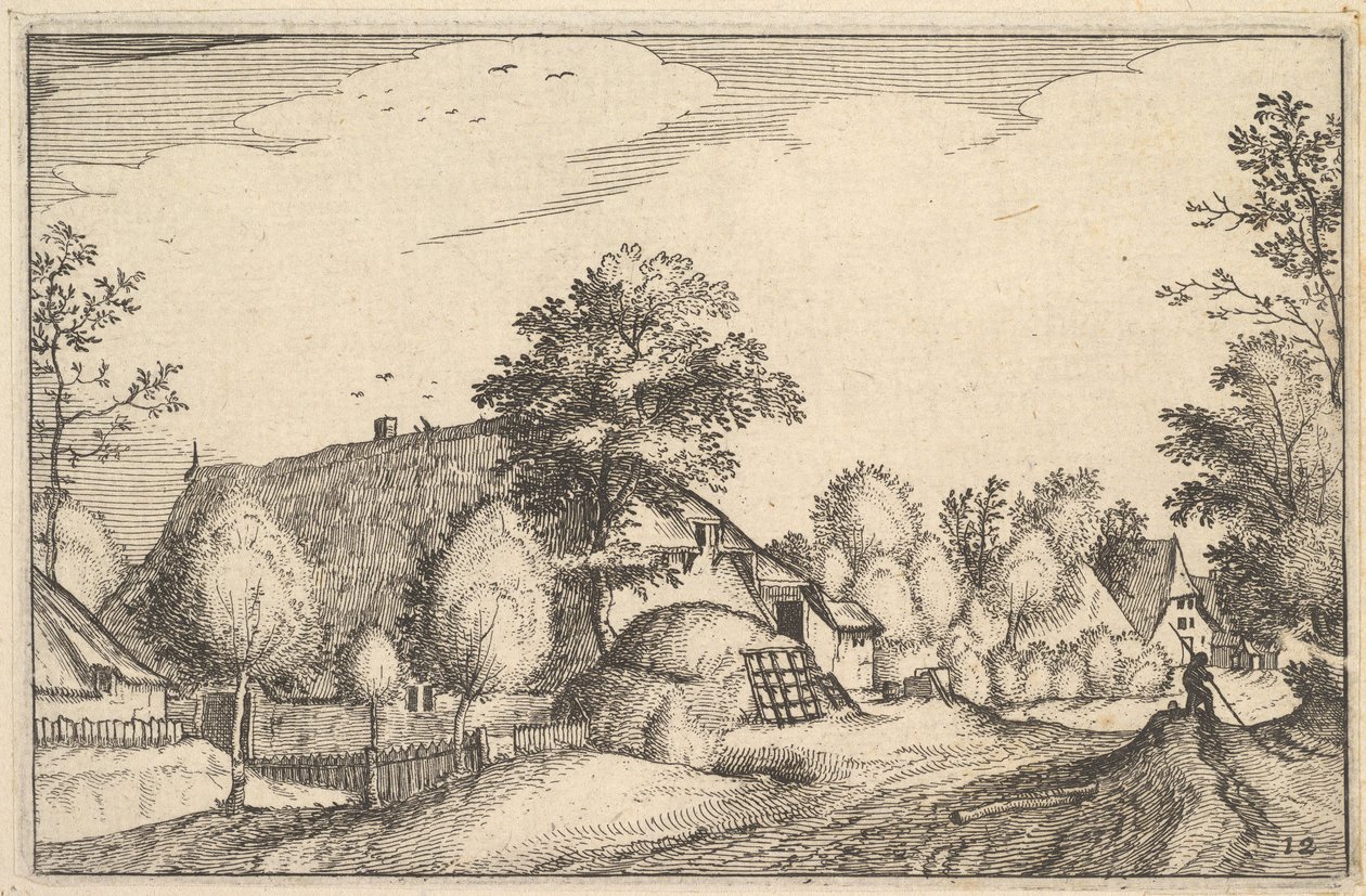 Camino del pueblo, lámina 12 de Regiunculae et Villae Aliquot Ducatus Brabantiae de Claes Jansz Visscher