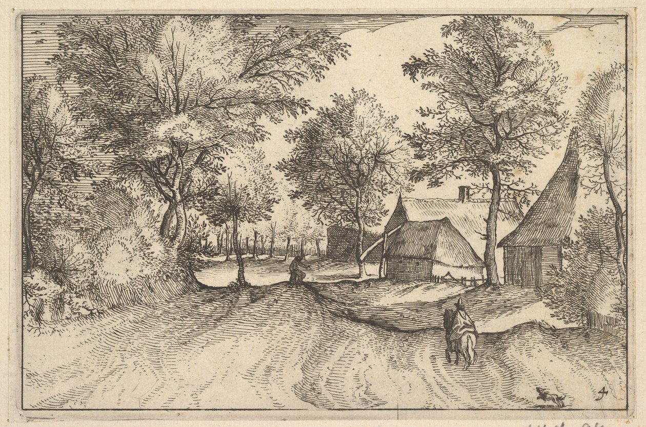 Camino del pueblo, placa 4 de Regiunculae et Villae Aliquot Ducatus Brabantiae de Claes Jansz Visscher