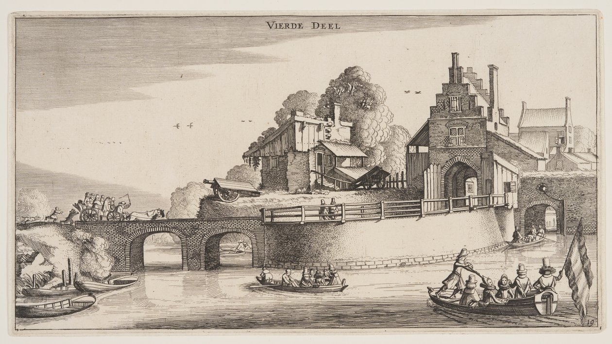 Entrada de una ciudad, de Paisajes (Playsante Lantschappen) de Claes Jansz. Visscher II