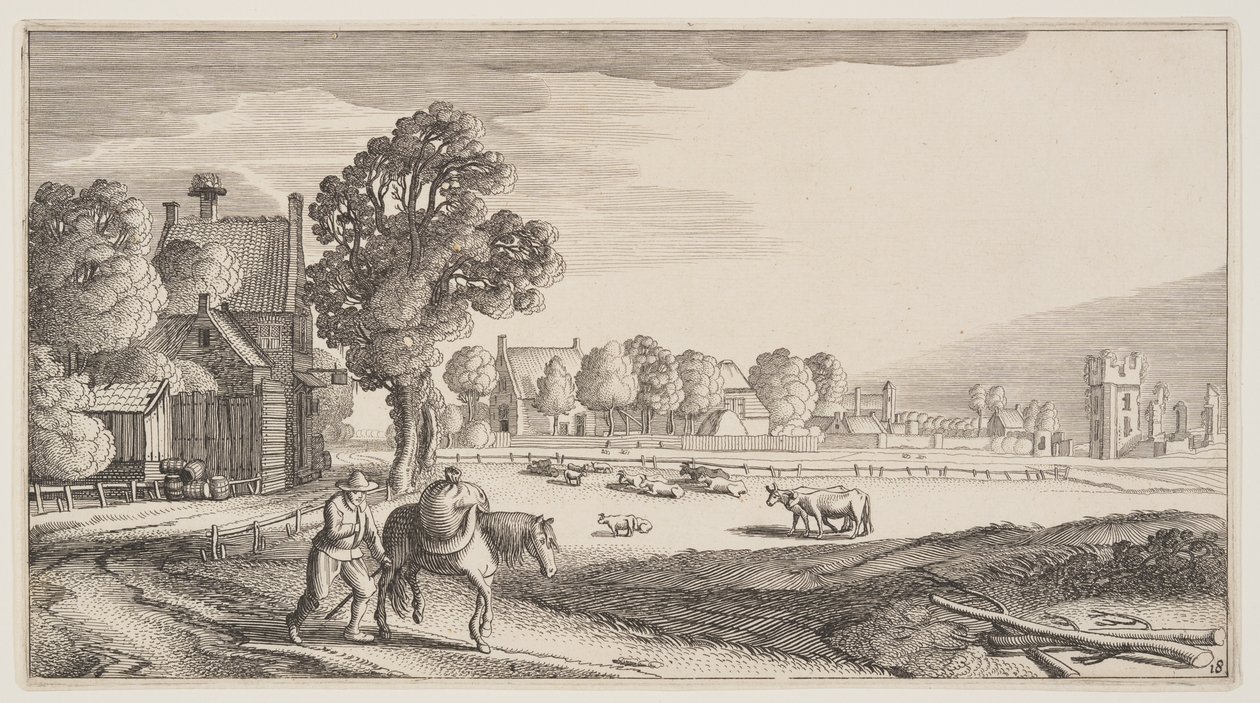 Caminos a lo largo de un prado, de Paisajes (Playsante Lantschappen) de Claes Jansz. Visscher II