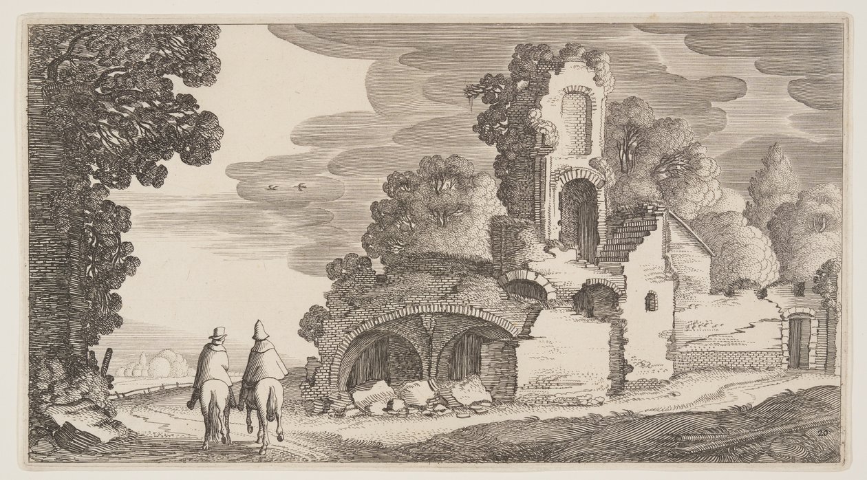 Ruinas a lo largo de una carretera, de Paisajes (Playsante Lantschappen) de Claes Jansz. Visscher II