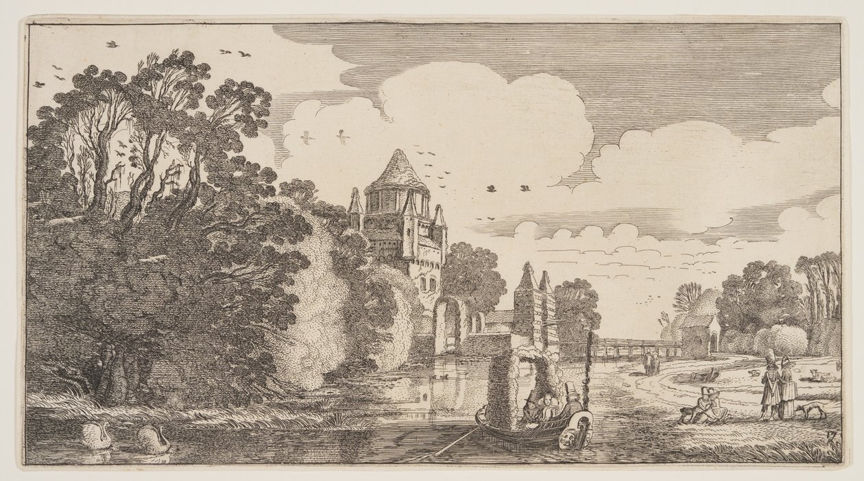 El "Kleine Houtpoort" en Haarlem, de Paisajes (Playsante Lantschappen) de Claes Jansz. Visscher II