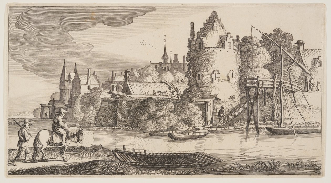 Ciudad situada junto a un río, de Paisajes (Playsante Lantschappen) de Claes Jansz. Visscher II