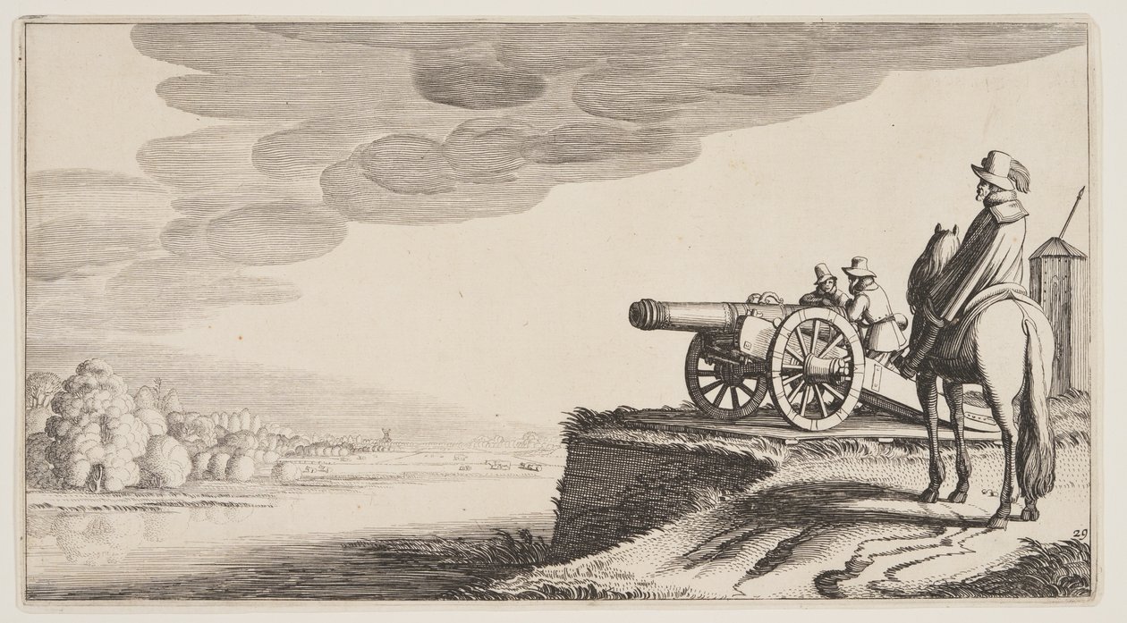 Torre de vigilancia sobre un río, de Paisajes (Playsante Lantschappen) de Claes Jansz. Visscher II