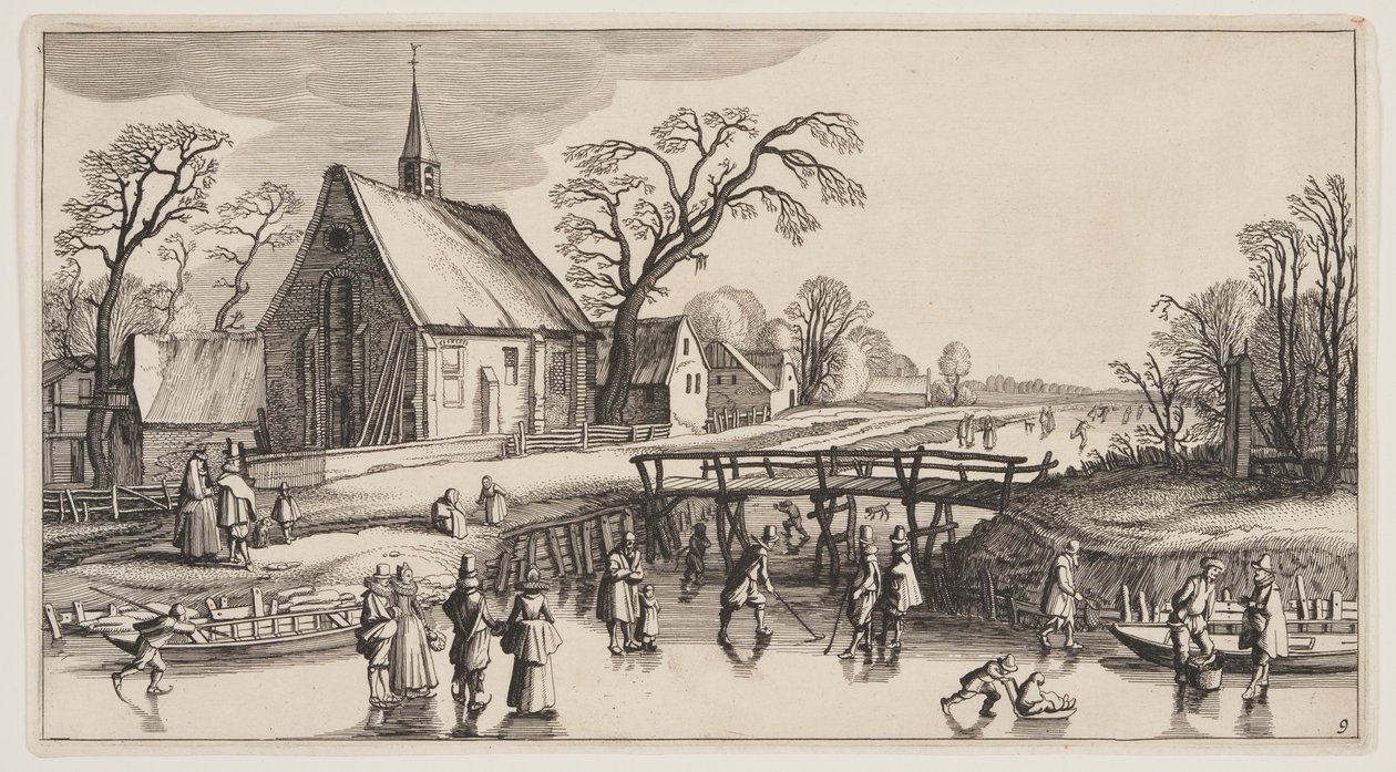 Paisaje de invierno, de Paisajes (Playsante Lantschappen) de Claes Jansz. Visscher II