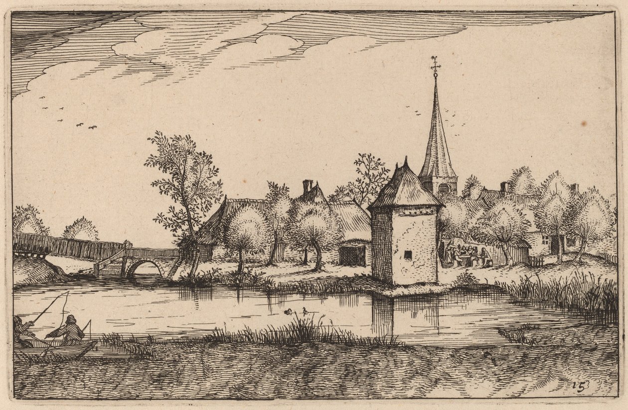 Estanque y un Pueblo de Claes Jansz Visscher after Johannes van Doetechum, the Elder after Lucas