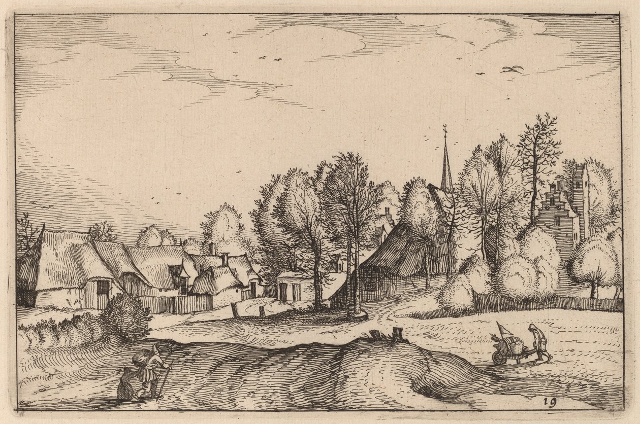 Camino hacia un Pueblo de Claes Jansz Visscher after Johannes van Doetechum, the Elder after Lucas