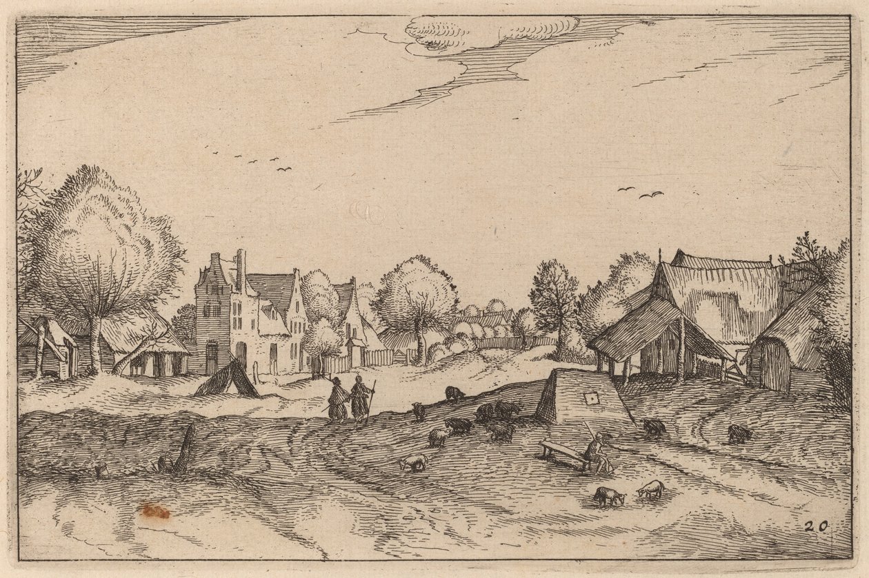 Camino del pueblo de Claes Jansz Visscher after Johannes van Doetechum, the Elder after Lucas