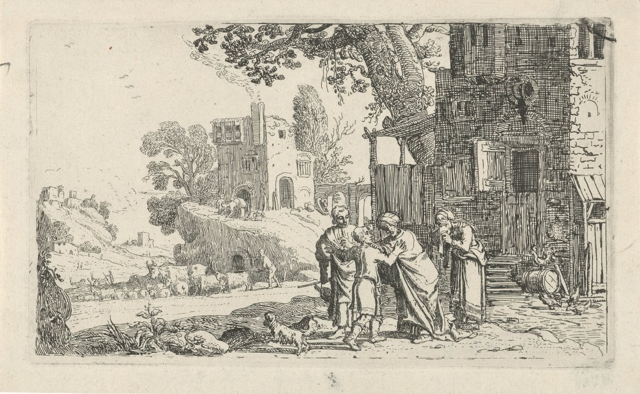 Tobias y el ángel se despiden de Tobit y Anna Historia de Tobías (título de la serie) de Claes Moeyaert