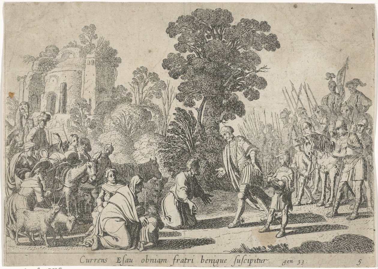 Reconciliación de Jacob y Esaú Historia de Jacob (título de la serie) de Claes Moeyaert
