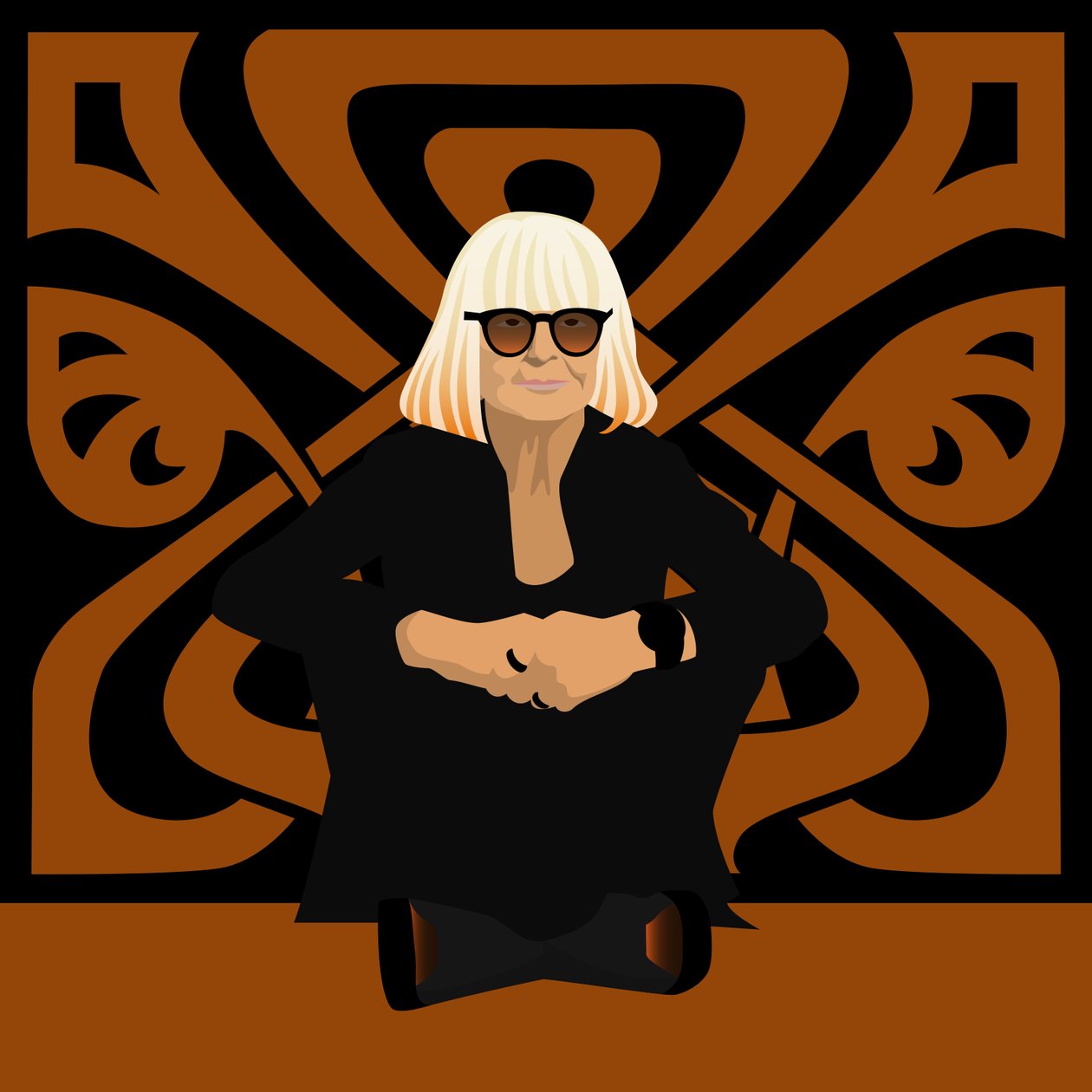 retrato de Barbara Hulanicki, diseñadora de moda, fundadora de Biba, diseñadora de interiores e ilustradora de Claire Huntley