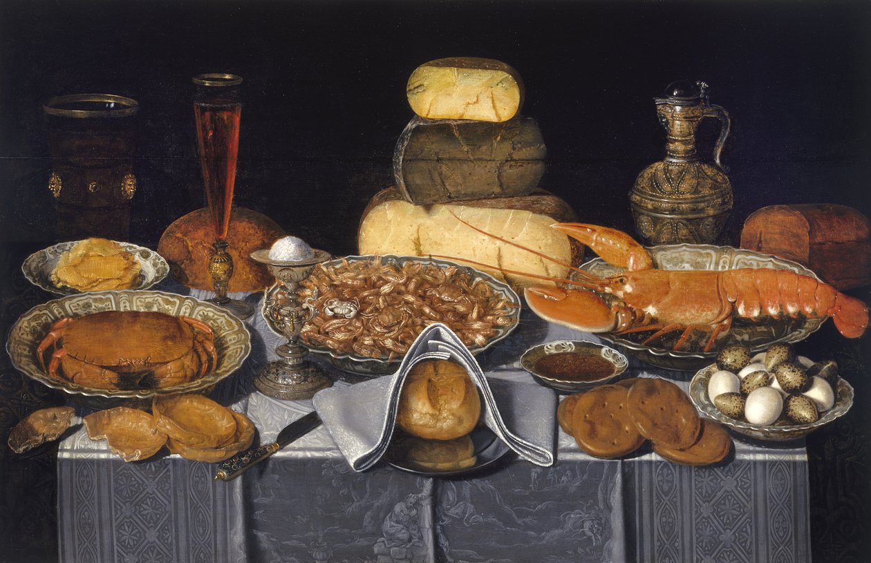 Bodegón con cangrejo, camarones y langosta, c.1635-40 de Charlotte Evans