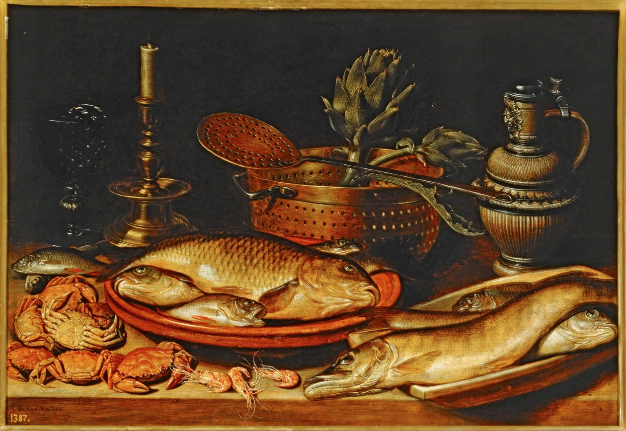 Naturaleza muerta con peces ... de Clara Peeters