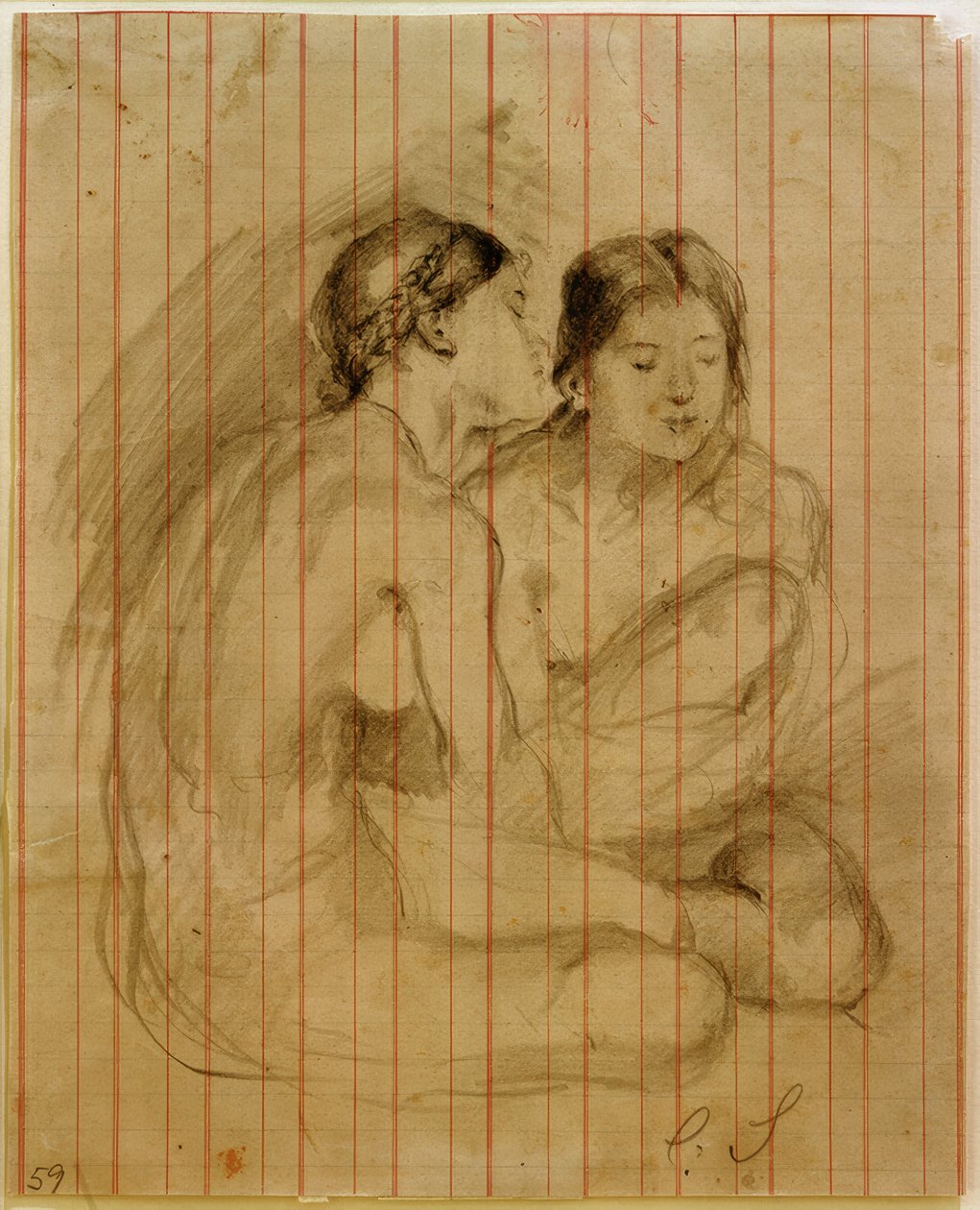 Dos niñas desnudas sentadas de Clara Siewert