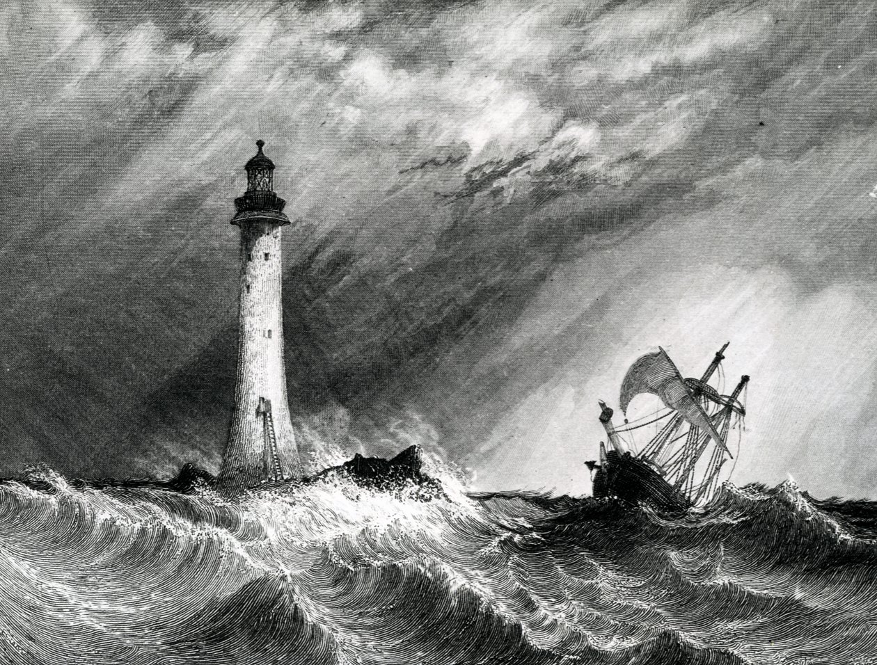 Faro de Eddystone, grabado por W.B. Cooke, 1836 de Clarkson Frederick Stanfield
