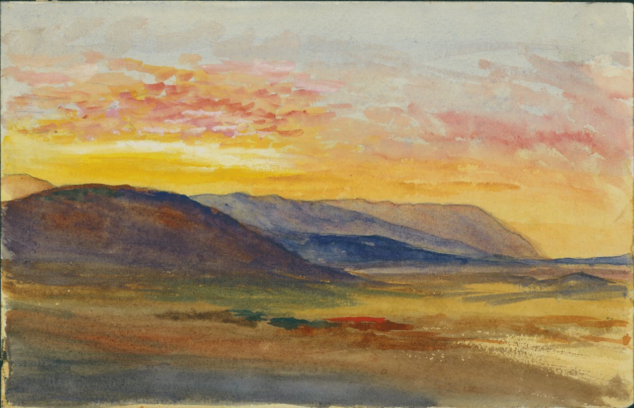 Monte Carmelo en otoño, mirando al oeste al atardecer, 1872 de Claude Conder