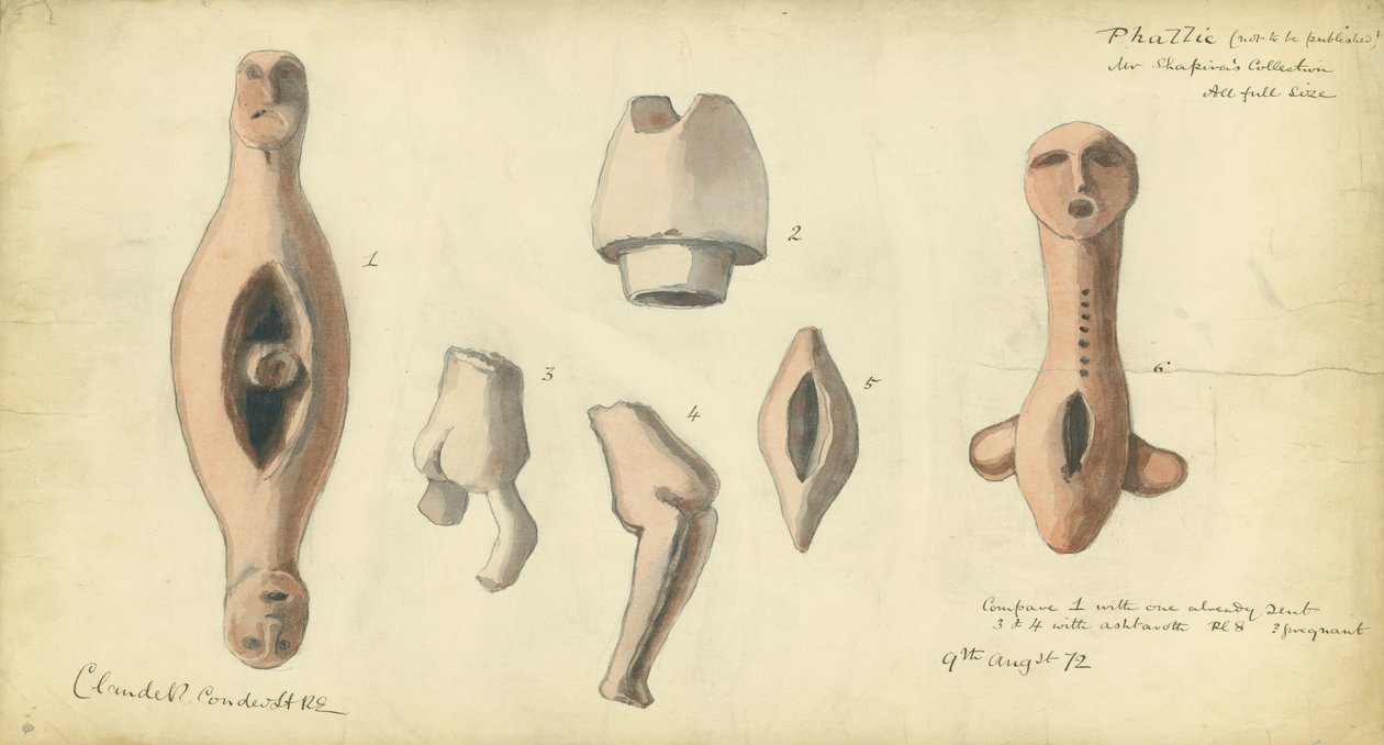 Emblemas fálicos de la colección del Sr. Shapira, 1872 de Claude Conder