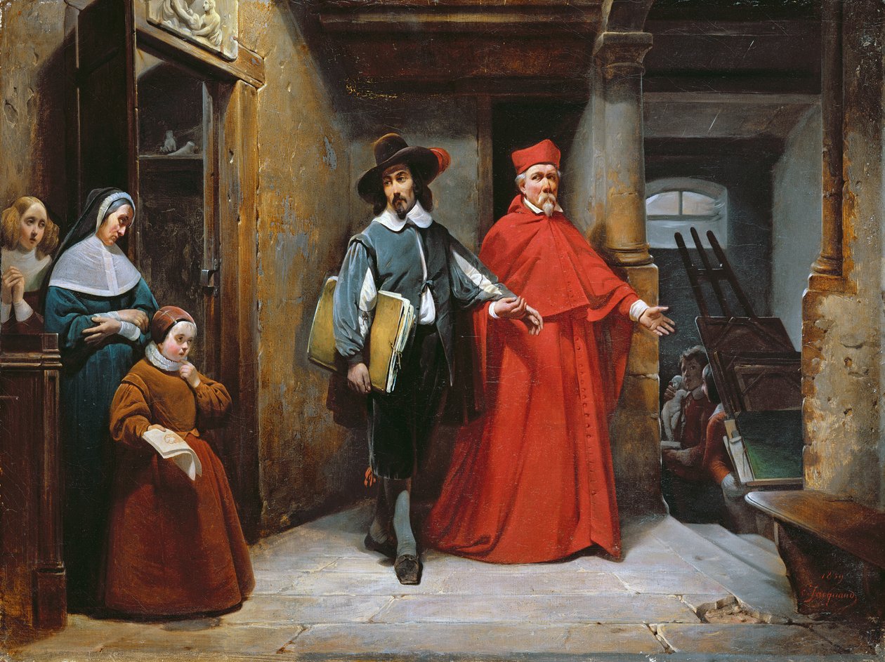Un Cardenal Buscando a Ribera en su Estudio en Nápoles, 1839 de Claude Jacquand