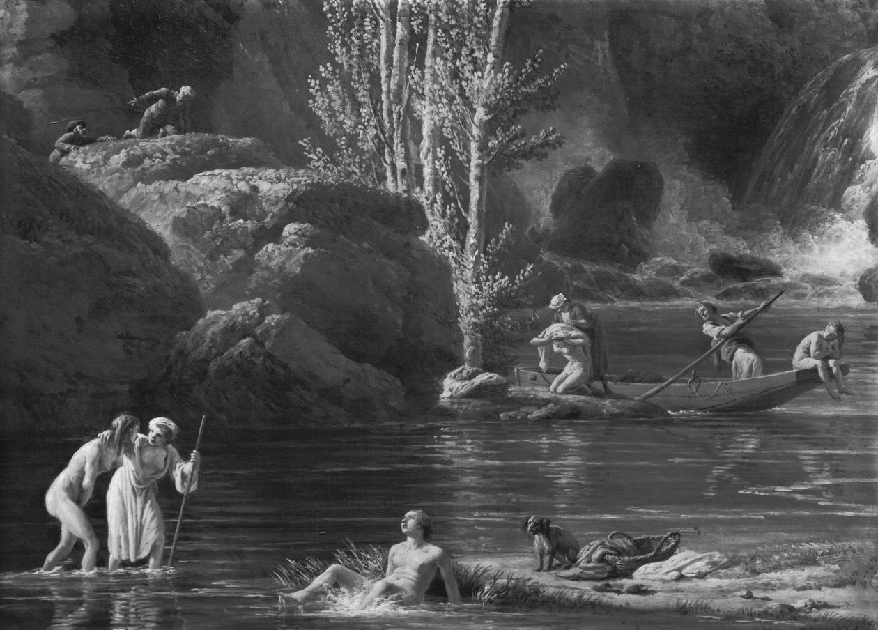 Mañana, los bañistas, detalle izquierdo, 1772 de Claude Joseph Vernet