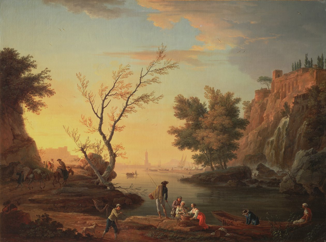 Puerto al atardecer, 1751 de Claude Joseph Vernet