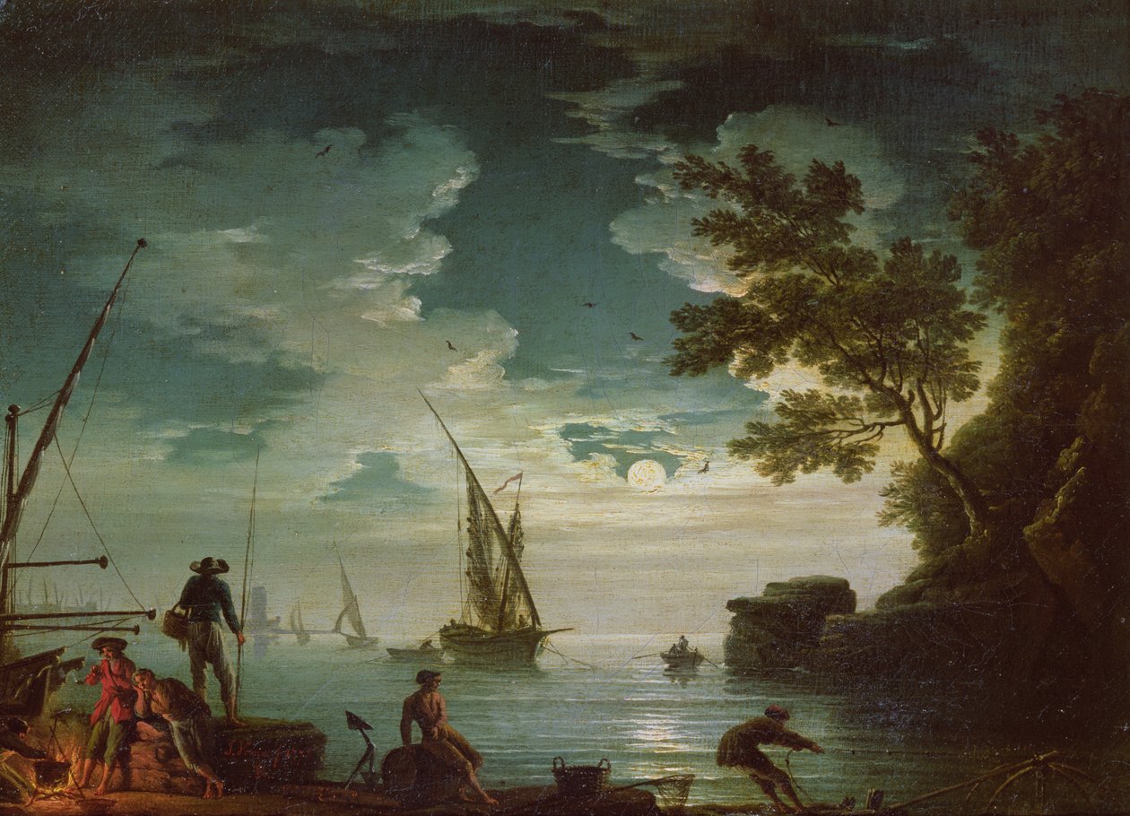 Paisaje marino, luz de luna, 1772 de Claude Joseph Vernet