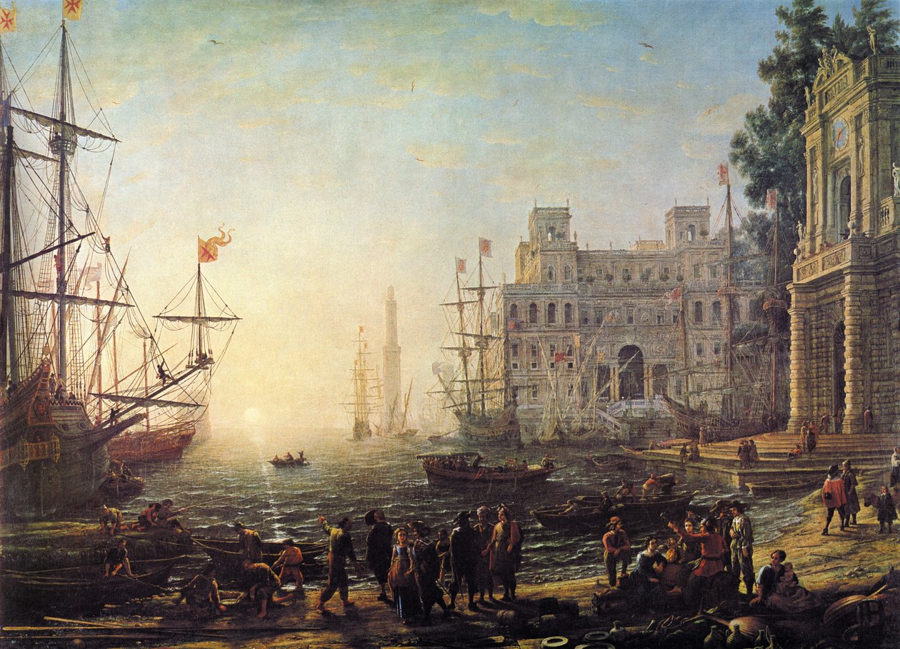 Vista del puerto con la Villa Medici de Claude Lorrain