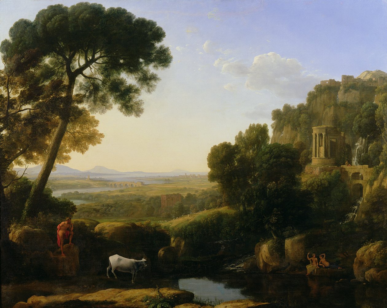 Un atardecer o paisaje con Argos vigilando a Io de Claude Lorrain