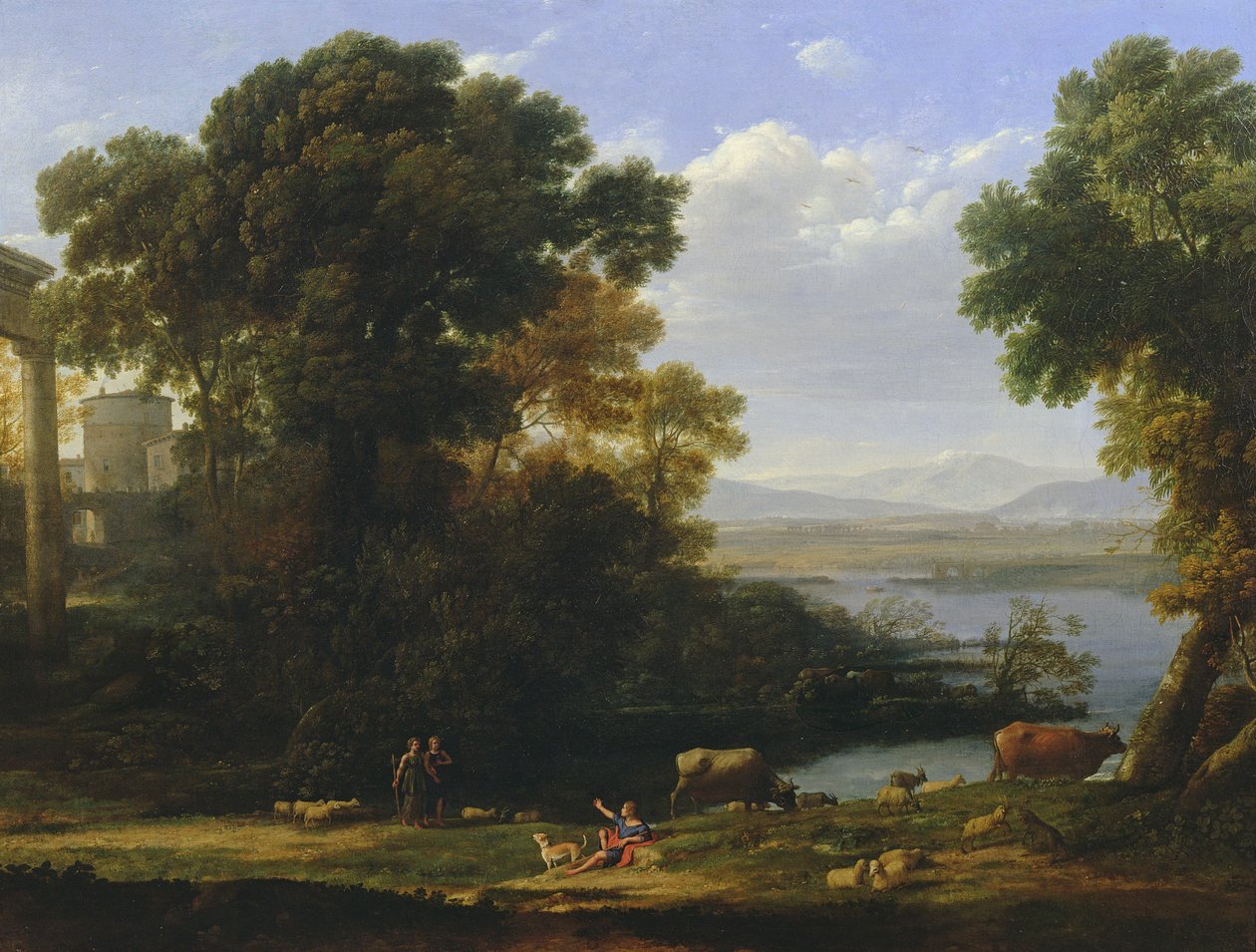 Escena de Río Clásica con Vista de una Ciudad de Claude Lorrain