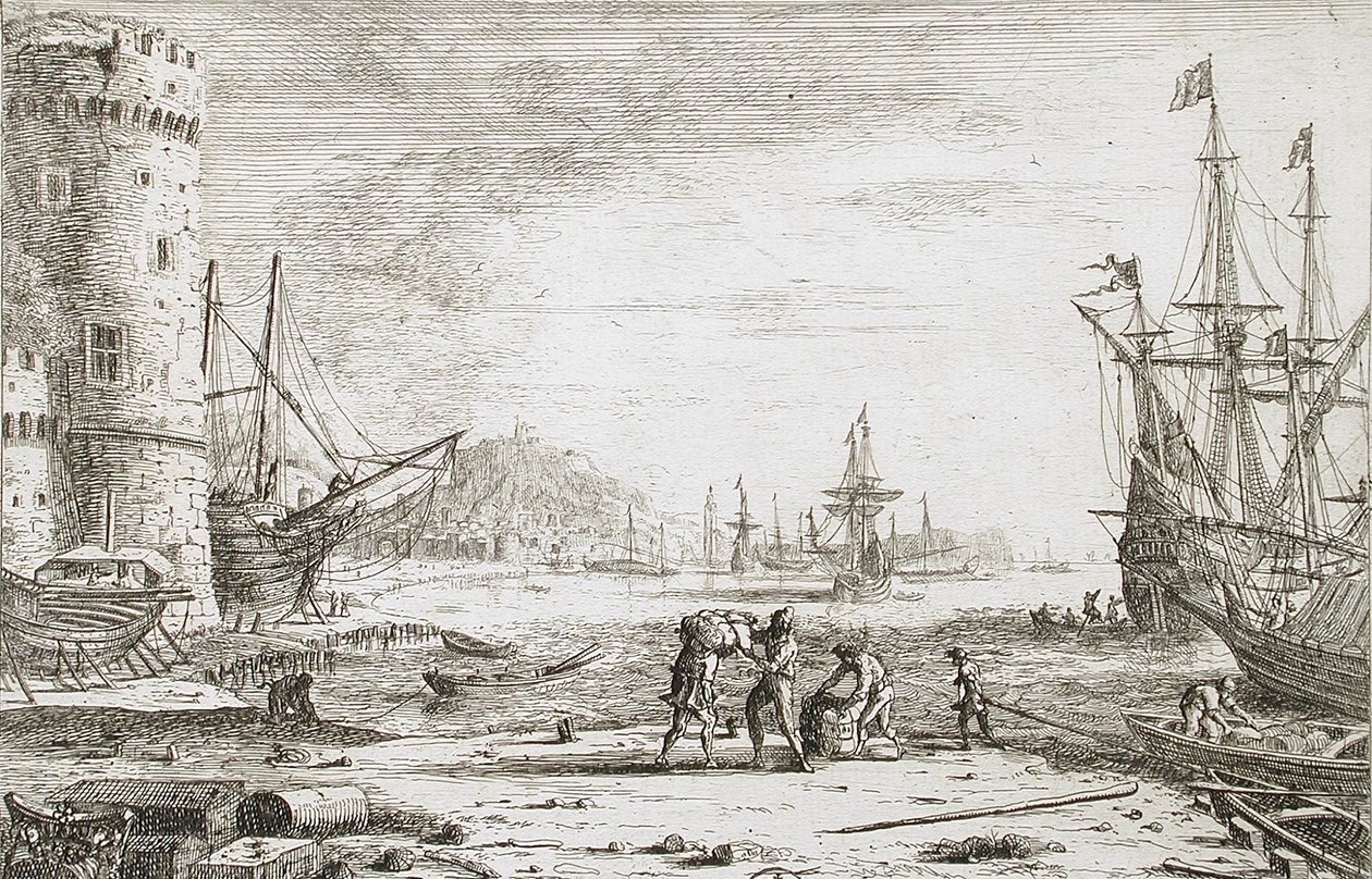Puerto con una gran torre de Claude Lorrain