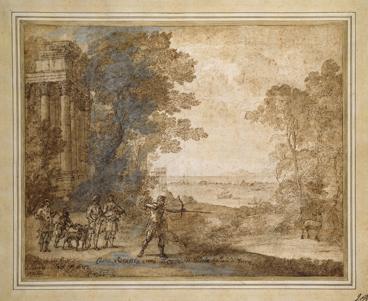 Paisaje con Ascanius disparando al ciervo de Sylvia, 1680-82 de Claude Lorrain