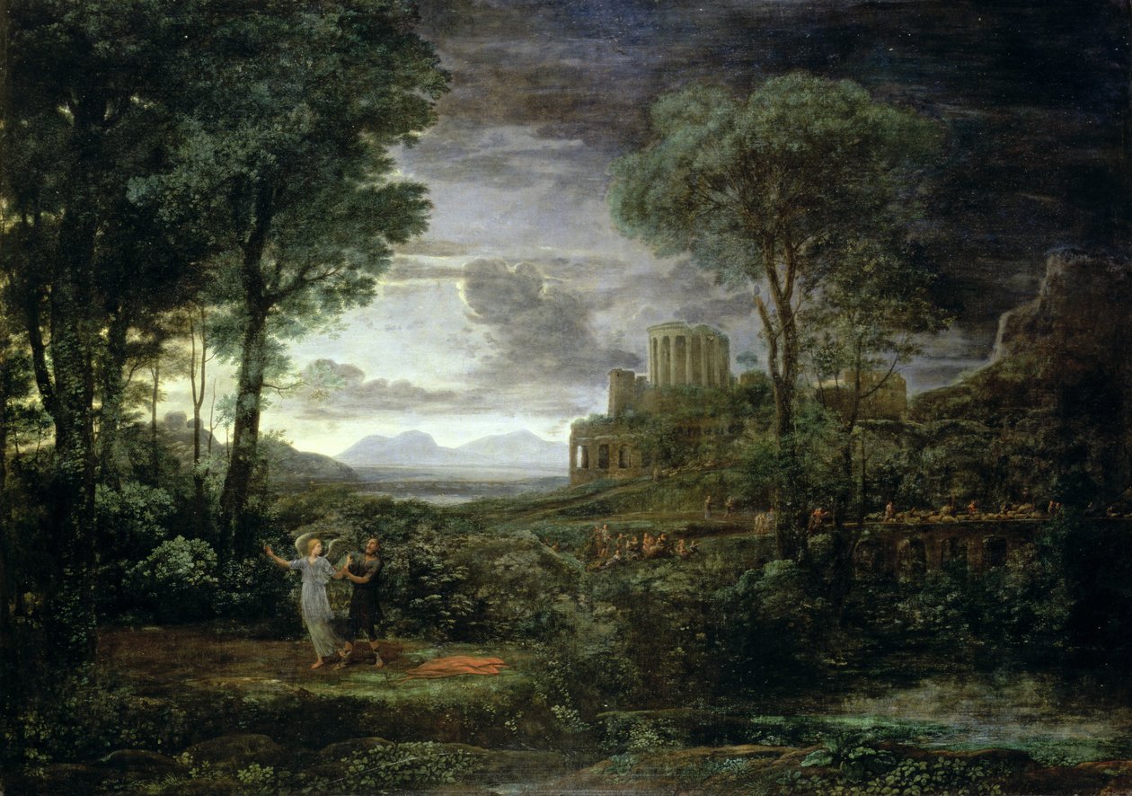 Paisaje con Jacob luchando con el ángel, o Noche, 1672 de Claude Lorrain