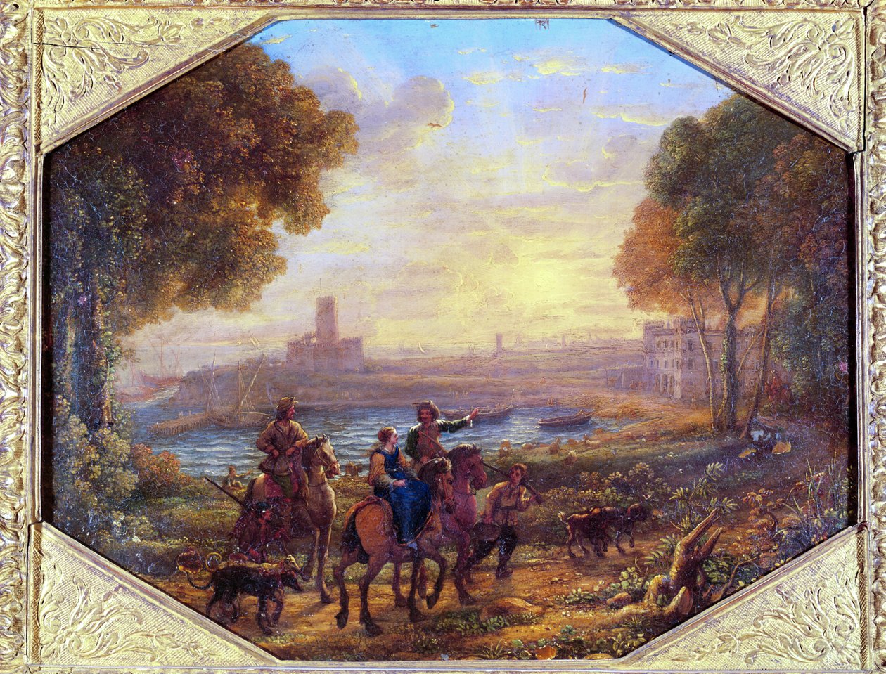 Paisaje con el puerto de Santa Marinella (cerca de Civitavecchia), c. 1639-40 de Claude Lorrain