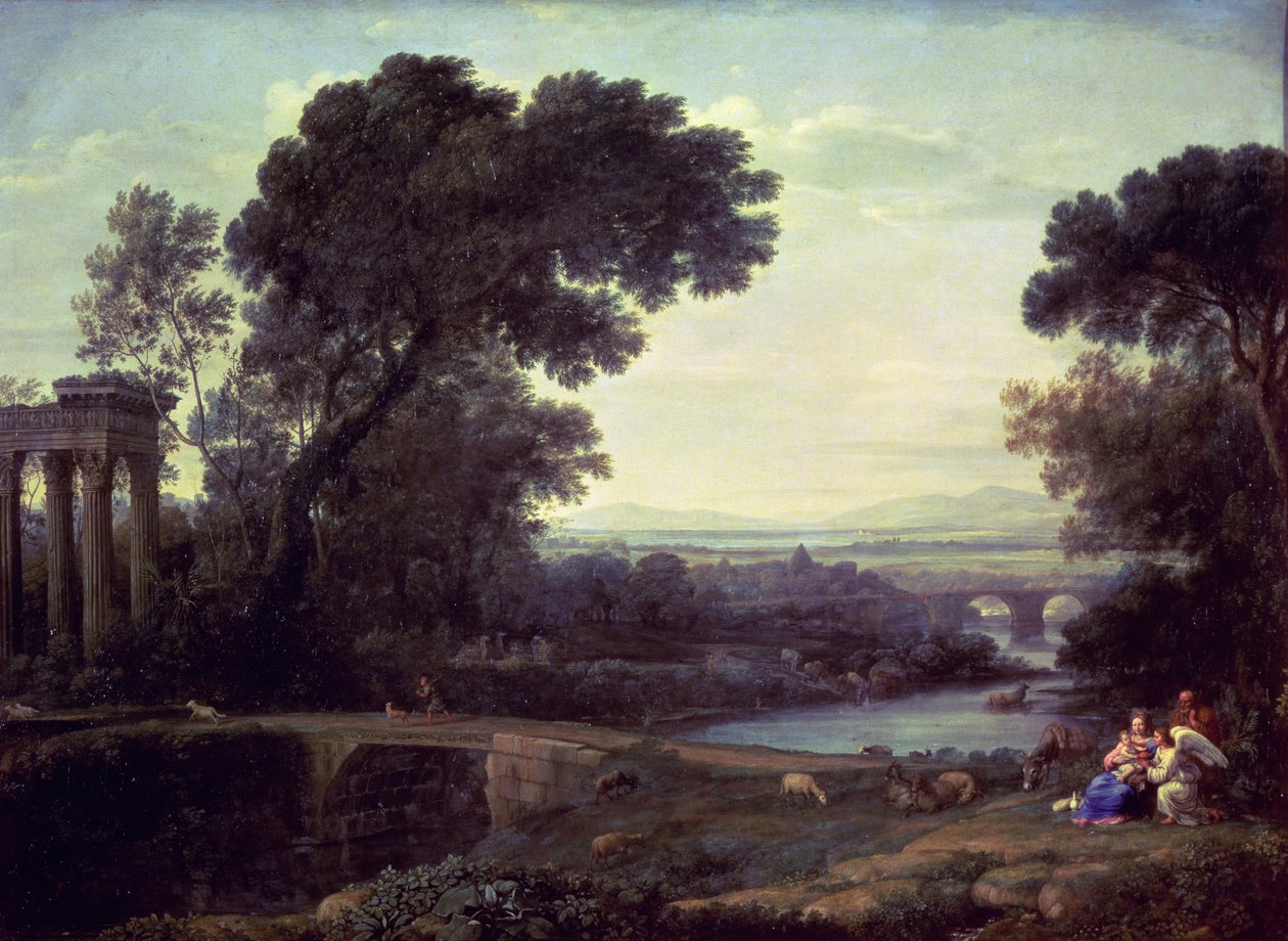 Mediodía o Paisaje con el descanso en la huida a Egipto, 1661 de Claude Lorrain