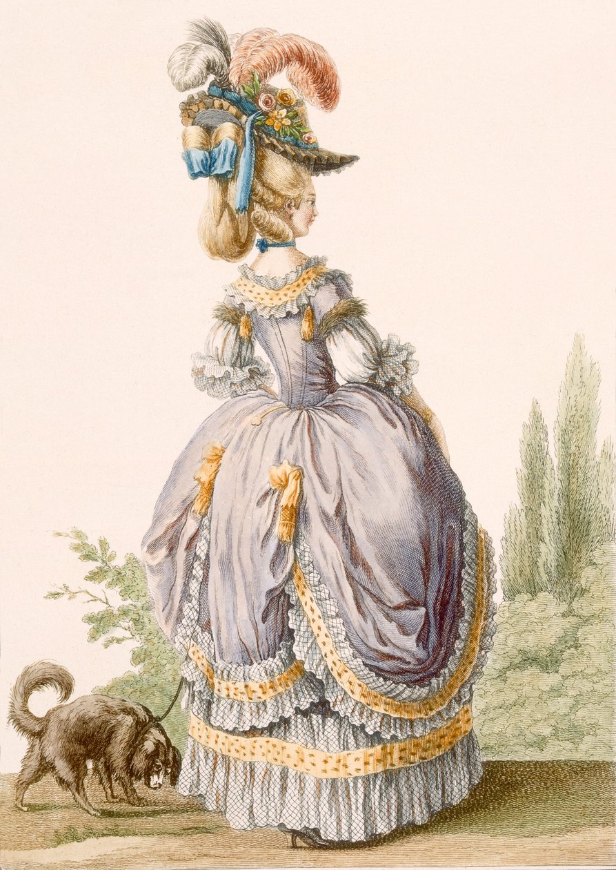 Robe de la Circassienne, grabado por Voysard, de 