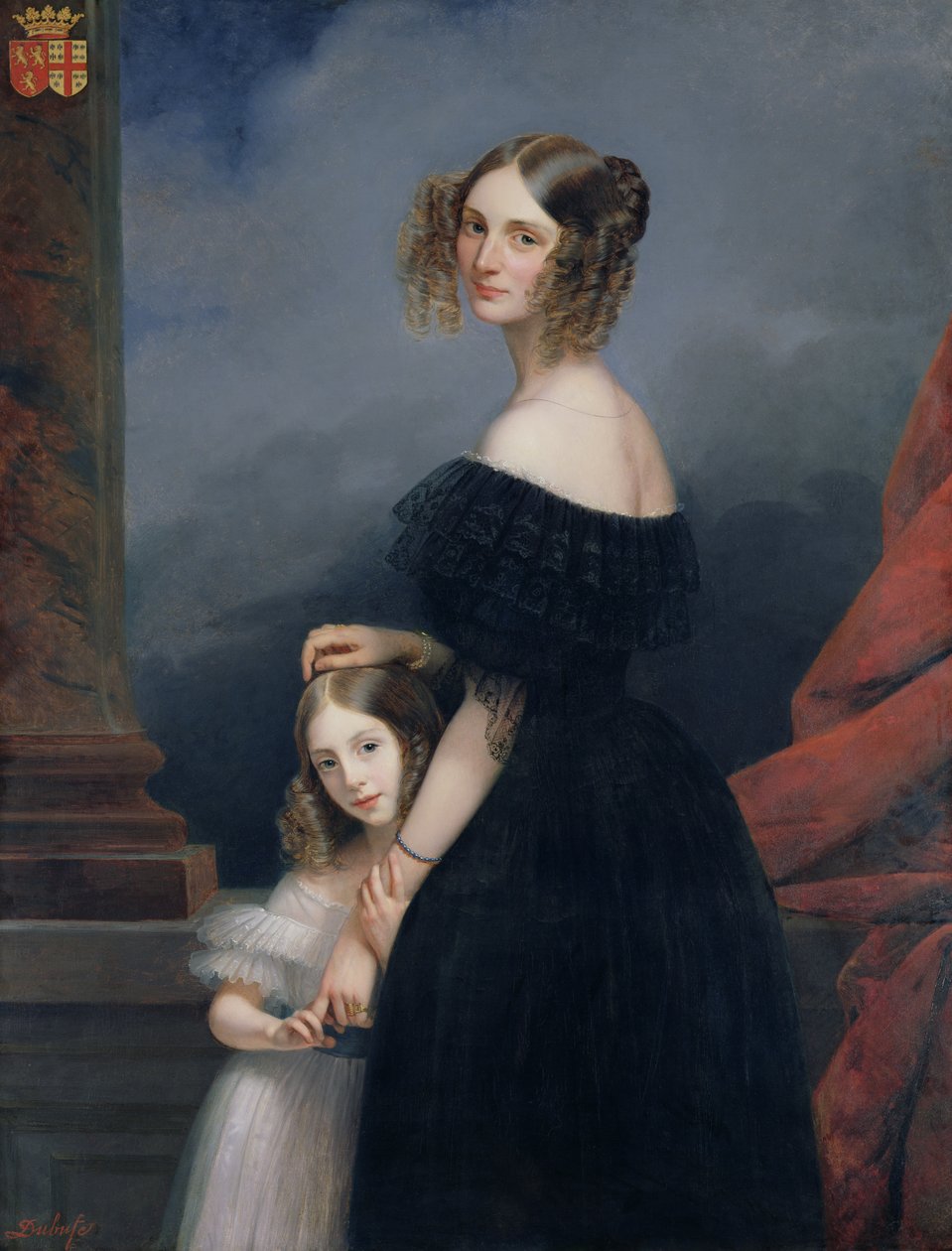 Retrato de Anne-Louise Alix de Montmorency, con su hija, c.1840 de Claude Marie Dubufe