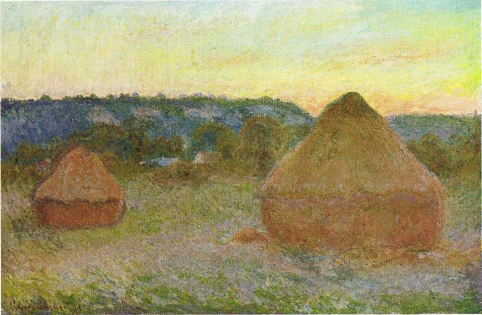 Montones de trigo al final del día, otoño de Claude Monet