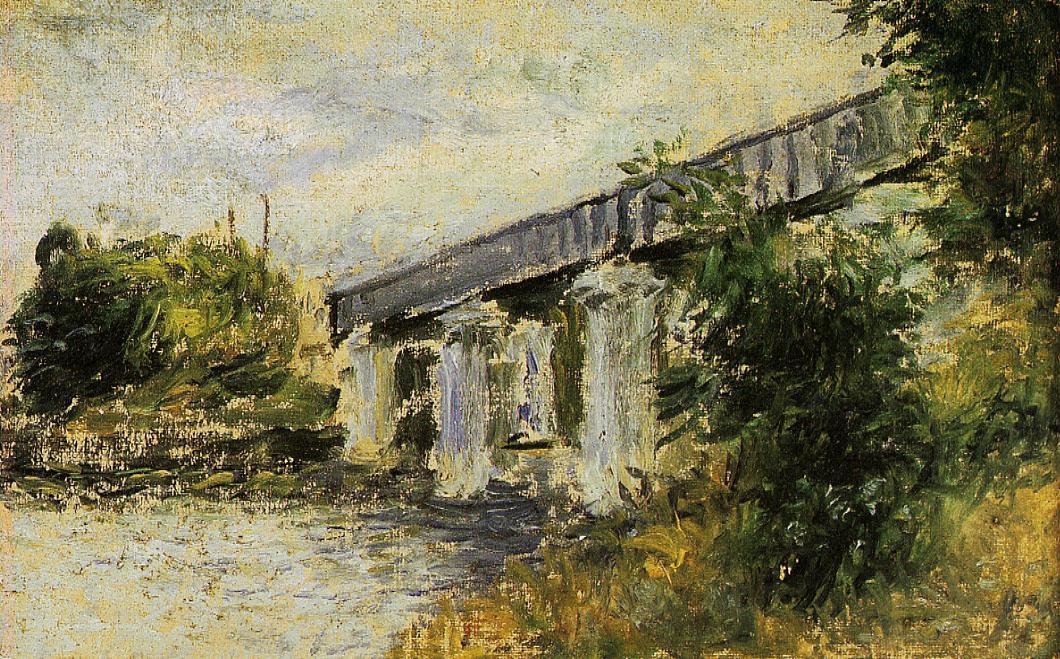 El puente ferroviario en Argenteuil de Claude Monet